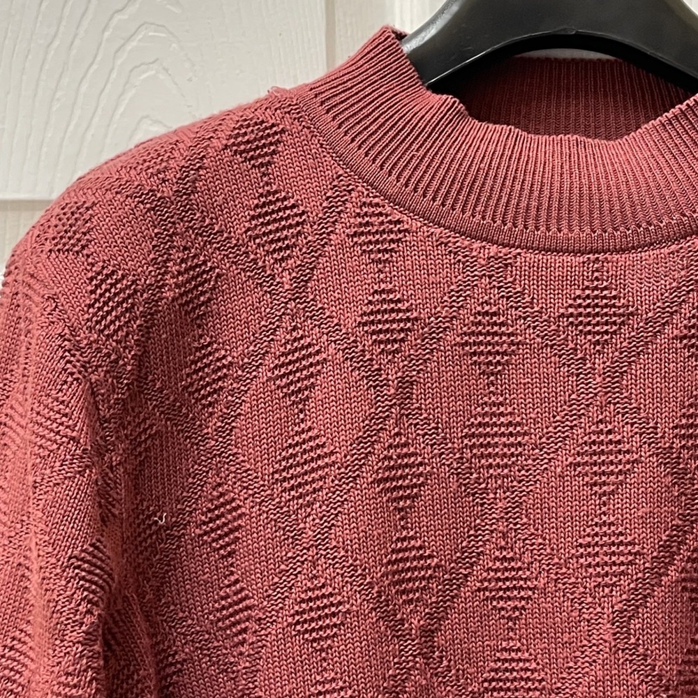 VTG Alfred Dunner Women's XL Mock Neck Burgundy Sweater Long Sleeve‎ Textured